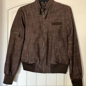 Larry Levine Stretch Heather Brown Zipup Jacket S